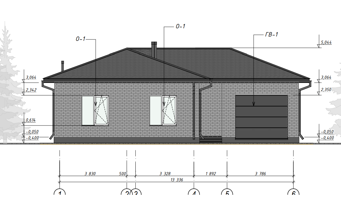 Проект одноэтажного дома 139.38 м с гаражом 